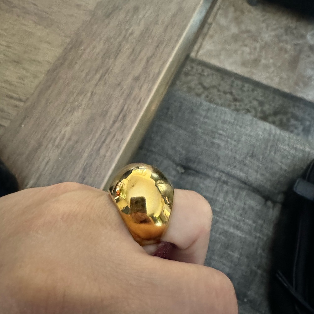 Dome chunky 18k gold plated stainless steel size 6 ring
